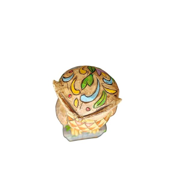 Jim Shore Heartwood Creek Owl on Post Pillar, Quilted Bird Country Cottagecore - Picture 4 of 6